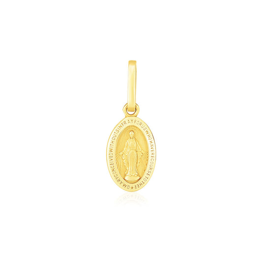 14k Yellow Gold Oval Religious Medal Pendant - La Markesa Jewelry