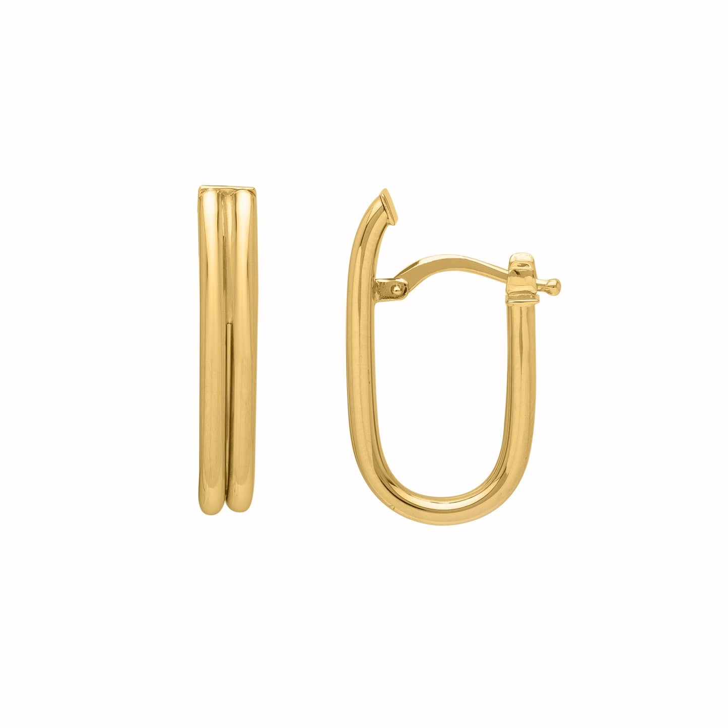 Double Oval Tube Hoop Earrings in 14K Yellow Gold