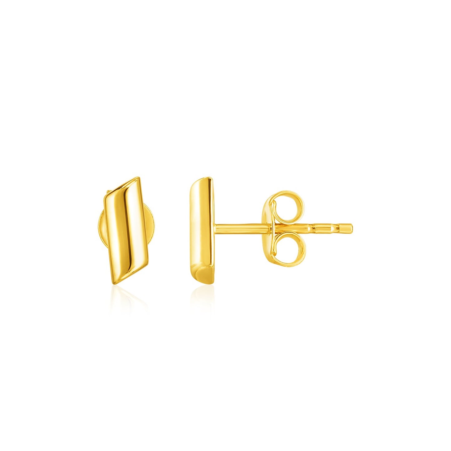 14k Yellow Gold Polished Rectangular Post Earrings