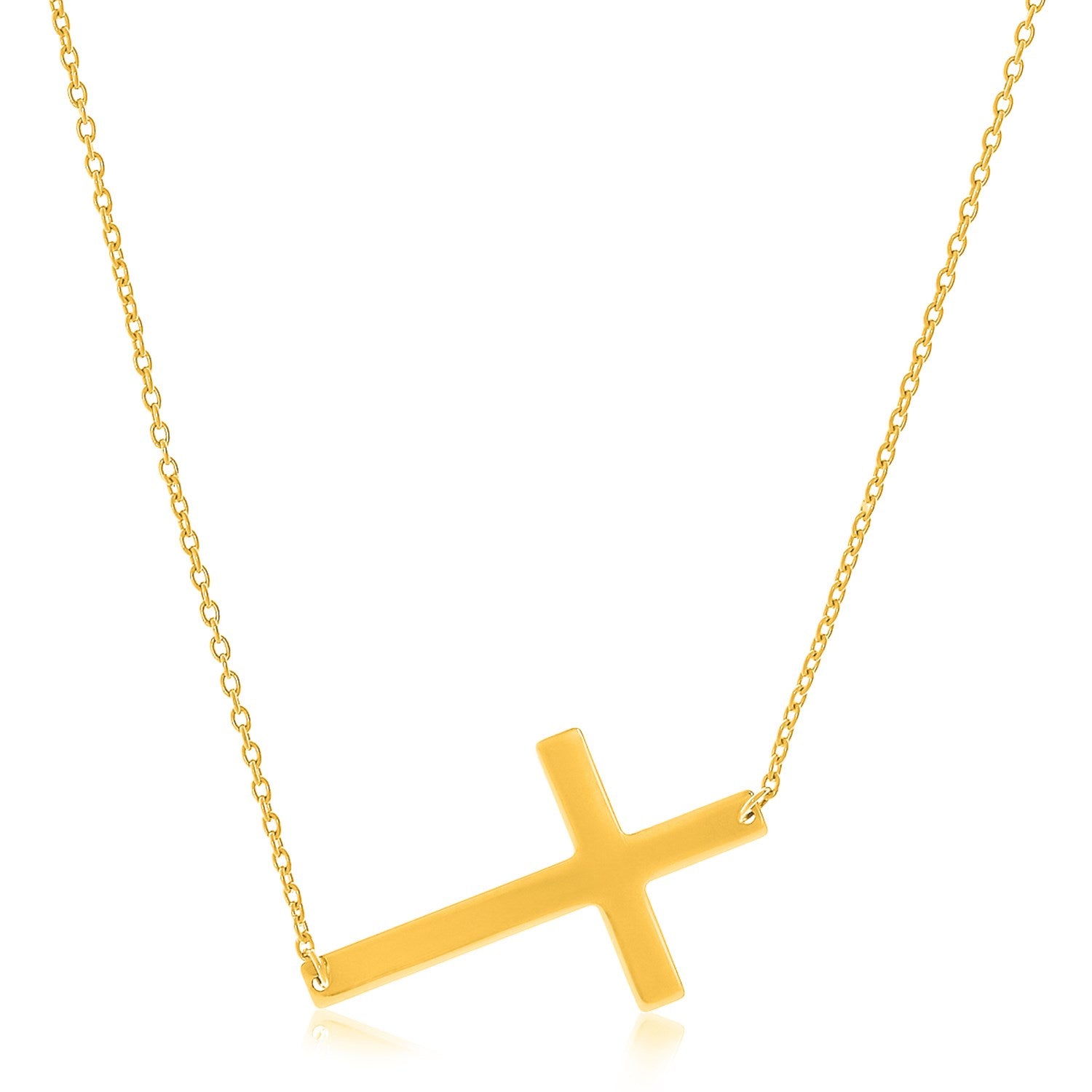 14k Yellow Gold Plain Cross Motif Necklace - La Markesa Jewelry